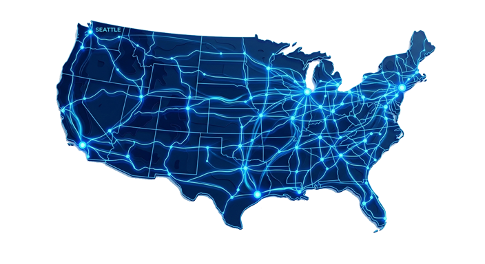 United States map showing nationwide coverage